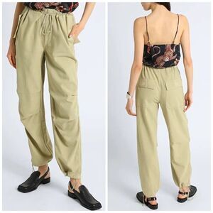 TOPSHOP Balloon Parachute Linen-Blend Pants Gorpcore Pockets Utility Medium 8/10
